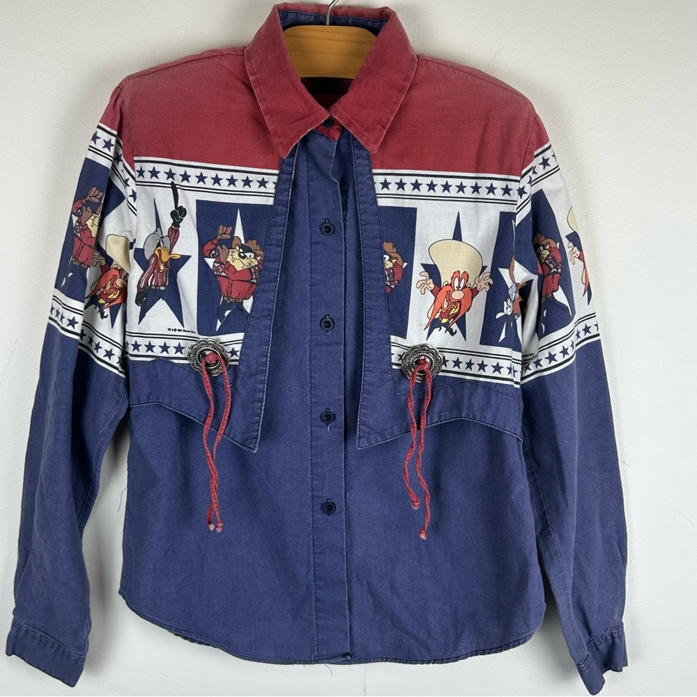 Vintage 1993 Looney Tunes Western Collection Karman Cowboy Shirt L - Picture 3 of 13